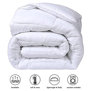 COHOME All Season Oversized King Cooling Comforter， Down Alternative Comforter - Quilted Duvet Insert with Corner Tabs - Luxury Soft Hotel Comforter - Winter Warm - Reversible - White