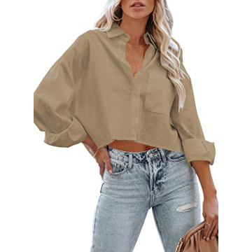 Stylish Tankaneo Women's Cropped Long Sleeve Shirt