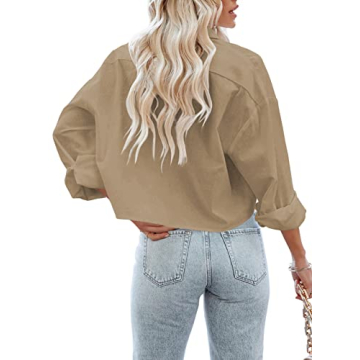 Stylish Tankaneo Women's Cropped Long Sleeve Shirt