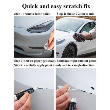 SYOAUTO Touch up Paint Silver Fit for Tesla Model Y 3 X S Tesla Model Paint Repair kit Tesla Paint Pen Tip and Brush 2 in 1 Auto Touch Up Paint Pen 0.4 oz (Midnight Silver Metallic)