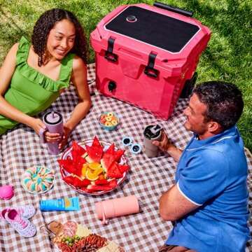 BrüMate BrüTank 35qt Wheeled Hard Cooler with Built-in Drink Dispenser Tank and Tap | Perfect for Beach, Tailgating, Drinks, Camping, Sports Games, Parties and More (Charcoal)