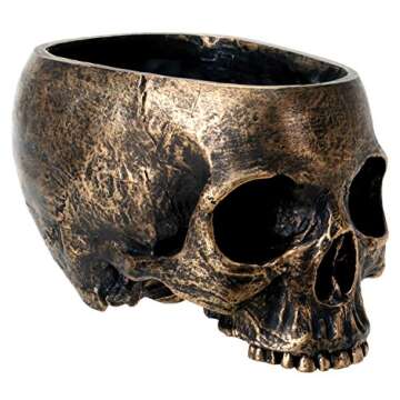 SUMMIT COLLECTION Bronze Resin Halloween Skull - Versatile Decor and Planter