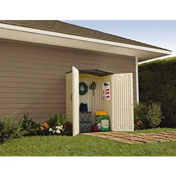 Durable Rubbermaid 5 x 2 Sandalwood Outdoor Storage Shed