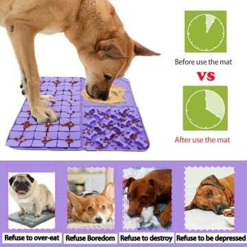 Femont Silicone Snuffle Mat for Dog,Slow Feeder Lick Mat with Suction Cups for Slow Eating,Encourage...