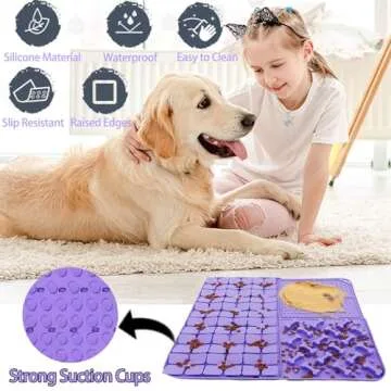 Femont Silicone Snuffle Mat for Dog,Slow Feeder Lick Mat with Suction Cups for Slow Eating,Encourages Natural Foraging Skill,Pet Sniffing Mat for Small/Medium/Large Dog Cat