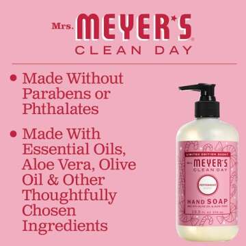 Mrs. Meyer's Clean Day Liquid Hand Soap, Made with Essential Oils, Peppermint Scent, 12.5 Fl Oz (Pack of 1)