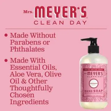 Mrs. Meyer's Clean Day Liquid Hand Soap, Made with Essential Oils, Peppermint Scent, 12.5 Fl Oz (Pack of 1)