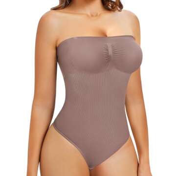 Nebility Strapless Women's Shapewear Bodysuit for Thong Body Shaper Tummy Control Bodysuit