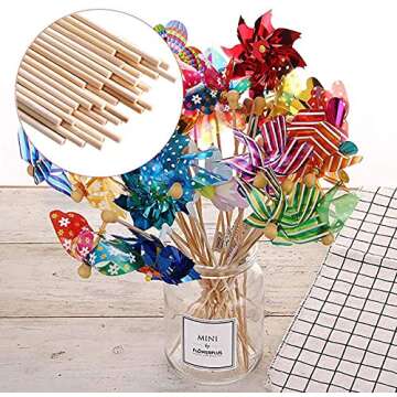 HOPELF 25PCS Dowel Rods Wood Sticks Wooden Dowel Rods - 1/4 x 6 Inch Bamboo Sticks - for Crafts，Hardwood Dowel Rod Assortment，Wooden Rod Sticks Doweling Rods， Cake Dowels and DIYers.