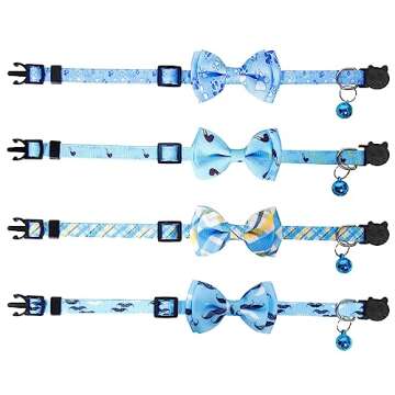 LAFAYI 2 Pack Breakaway Cat Collars with Bow Tie and Bell,Cute Pet Kitten Collar for Girl Boy Cats,Adjustable 7-12inch(Style 2)