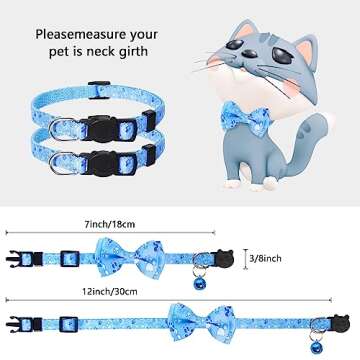 LAFAYI 2 Pack Breakaway Cat Collars with Bow Tie and Bell,Cute Pet Kitten Collar for Girl Boy Cats,Adjustable 7-12inch(Style 2)