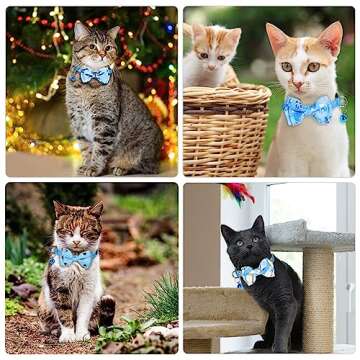 LAFAYI 2 Pack Breakaway Cat Collars with Bow Tie and Bell,Cute Pet Kitten Collar for Girl Boy Cats,Adjustable 7-12inch(Style 2)
