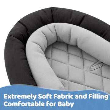 Pro Goleem Car Seat Head Support Infant, Soft Infant Car Seat Insert, 2 in 1 Carseat Head Support for Newborn, Perfect for Car Seat, Stroller, Swing, Bouncer, Gray and Black