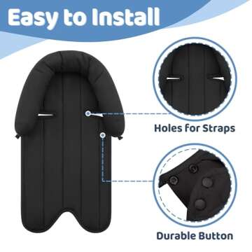 Pro Goleem Car Seat Head Support Infant, Soft Infant Car Seat Insert, 2 in 1 Carseat Head Support for Newborn, Perfect for Car Seat, Stroller, Swing, Bouncer, Gray and Black