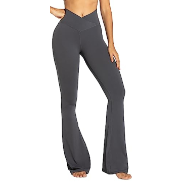 Sunzel Flare Leggings, Crossover Yoga Pants for Women with Tummy Control, High-Waisted and Wide Leg ...