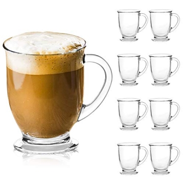 QAPPDA Clear Glass Coffee Mugs Set of 8 - Elegant 15oz Drinkware for Every Occasion