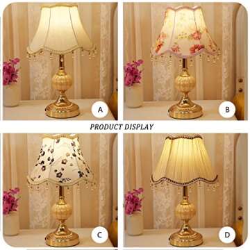 PURESILKS Classical Tiffany European Style Table Lamp Fabric Drum Shade and Gold Base American Decor...