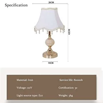 PURESILKS Classical Tiffany European Style Table Lamp Fabric Drum Shade and Gold Base American Decor Classic Bedside Desk Nightstand Lamp for Bedroom Living Room