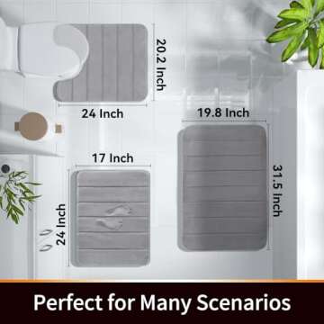 Yimobra Memory Foam Bath Mat Rug, 24 x 17 Inches, Comfortable, Soft, Non-Slip, Super Absorbent, Quic...