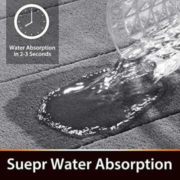 Yimobra Memory Foam Bath Mat Rug, 24 x 17 Inches, Comfortable, Soft, Non-Slip, Super Absorbent, Quick Drying Bathroom Rug for Floor, Tub & Shower, Machine Washable, Thick, Grey