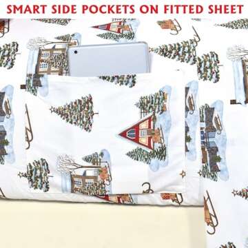 Elegant Comfort Luxury Soft Bed Sheets Holiday Pattern 1500 Premium Hotel Quality Microfiber - Softness Wrinkle and Fade Resistant (6-Piece) Bedding Set, Queen, Bungalow