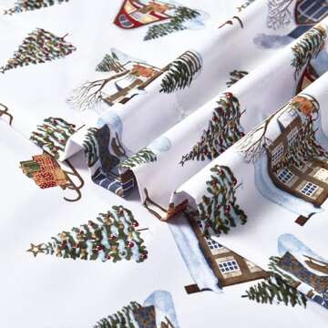 Elegant Comfort Luxury Soft Bed Sheets Holiday Pattern 1500 Premium Hotel Quality Microfiber - Softness Wrinkle and Fade Resistant (6-Piece) Bedding Set, Queen, Bungalow