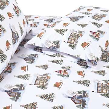 Elegant Comfort Luxury Soft Bed Sheets Holiday Pattern 1500 Premium Hotel Quality Microfiber - Softness Wrinkle and Fade Resistant (6-Piece) Bedding Set, Queen, Bungalow