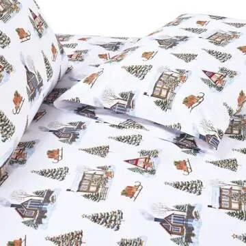 Elegant Comfort Luxury Soft Bed Sheets Holiday Pattern 1500 Premium Hotel Quality Microfiber - Softness Wrinkle and Fade Resistant (6-Piece) Bedding Set, Queen, Bungalow