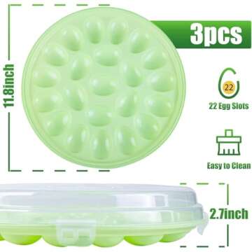 HANSGO 3PCS Deviled Egg Platter and Carrier With Lid - 66 Egg Slots for Parties and Home Kitchen