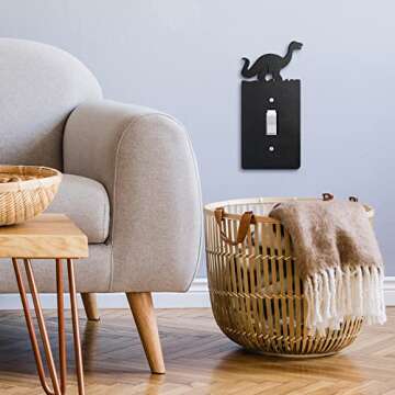 4 Pcs Dinosaur Kids Light Switch Cover Wall Plate Triceratops Stegosaurus Tyrannosaurus Dinosaur Outlet Cover Dino Single Toggle Light Switch Plates Cover for Home Kitchen (Cute)