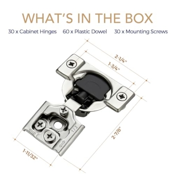 Ravinte Soft Close Cabinet Hinges - 30 Pack Satin Nickel