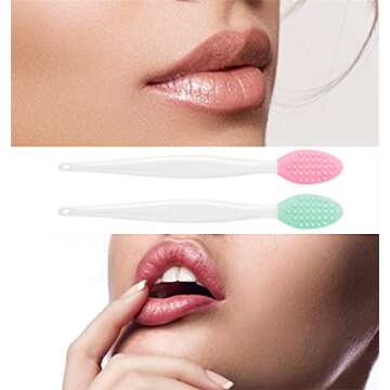 Lip Scrub Brush Silicone Facial Cleansing Brush -2PCS Lip Exfoliator Brush, 2PCS Face Scrubber Facial Cleansing Brush Blackhead Remover, 2PCS Silicone Face Mask Brush Mask Applicator