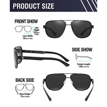 Stylish DUCO Aviator Sunglasses with UV Protection and Comfort