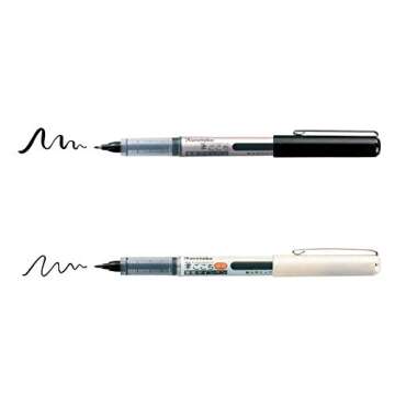 Kuretake FUDEGOKOCHI Fine and extra fine 2 set, AP-Certified, Portable, Black ink, Hard brush tip for lettering, calligraphy, illustration, art, writing, sketching, outlining, drawing, made in japan