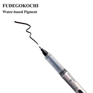 Kuretake FUDEGOKOCHI Fine and extra fine 2 set, AP-Certified, Portable, Black ink, Hard brush tip for lettering, calligraphy, illustration, art, writing, sketching, outlining, drawing, made in japan