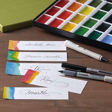 Kuretake FUDEGOKOCHI Fine and extra fine 2 set, AP-Certified, Portable, Black ink, Hard brush tip for lettering, calligraphy, illustration, art, writing, sketching, outlining, drawing, made in japan