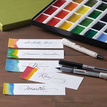 Kuretake FUDEGOKOCHI Fine and extra fine 2 set, AP-Certified, Portable, Black ink, Hard brush tip for lettering, calligraphy, illustration, art, writing, sketching, outlining, drawing, made in japan