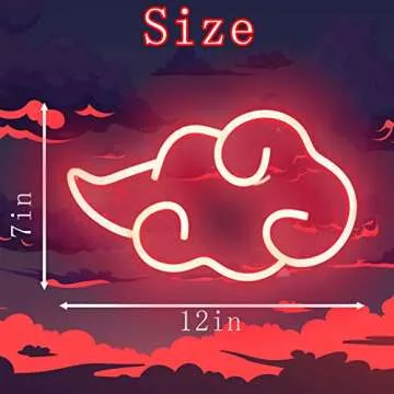 Dleouly Anime Neon Sign, LED Red Cloud Neon Signs for Wall Decor, Dimmable Gaming Neon Sign Wall Signs USB Night Neon Light for Bedroom Game Room Man Cave Party, Gifts for Your Son, Boyfriend(12x7in)
