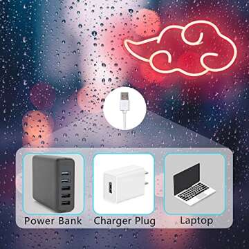 Dleouly Anime Neon Sign, LED Red Cloud Neon Signs for Wall Decor, Dimmable Gaming Neon Sign Wall Signs USB Night Neon Light for Bedroom Game Room Man Cave Party, Gifts for Your Son, Boyfriend(12x7in)