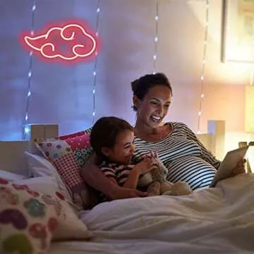 Dleouly Anime Neon Sign, LED Red Cloud Neon Signs for Wall Decor, Dimmable Gaming Neon Sign Wall Signs USB Night Neon Light for Bedroom Game Room Man Cave Party, Gifts for Your Son, Boyfriend(12x7in)