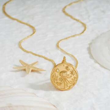 MEVECCO Dainty Gold Jellyfish Necklace for Women