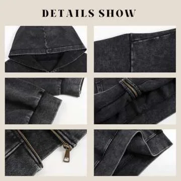 SnowElve Mens Zip Up Hoodie Women Full Zip Hoodies Vintage Acid Wash Oversized Sweatshirts Hooded Sweatshirt Streetwear(Brown,M)