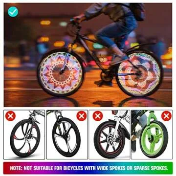 Bike Wheel Lights, Bike Spoke Lights, 32 Bright Patterns Bike Tire Lights for Kids & Adult, Waterproof Bicycle Rim Lights for Night Riding, Bike Safety Warning Tire Strip Light (Black 32LEDs-2 Pack)