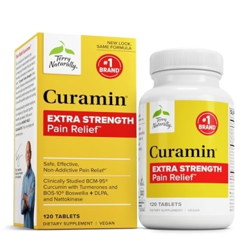 Terry Naturally Curamin Extra Strength - Non-Addictive Pain Relief with Curcumin and More - 120 Tabl...