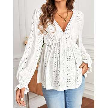 OYOANGLE Maternity Eyelet Blouse - Comfortable Chic Style