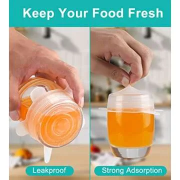 JAMGOZOO Silicone Stretch Lids 12 Pack: Reusable Silicone Lids for Bowls and Food Covers, 6 Different Sizes Silicone Bowl Covers to Meet Most Containers,Dishwasher & Freezer Safe