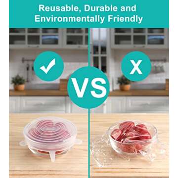 JAMGOZOO Silicone Stretch Lids 12 Pack: Reusable Silicone Lids for Bowls and Food Covers, 6 Different Sizes Silicone Bowl Covers to Meet Most Containers,Dishwasher & Freezer Safe