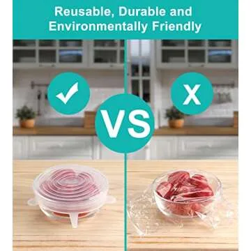 JAMGOZOO Silicone Stretch Lids 12 Pack: Reusable Silicone Lids for Bowls and Food Covers, 6 Different Sizes Silicone Bowl Covers to Meet Most Containers,Dishwasher & Freezer Safe