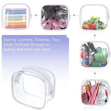 Weewooday 6 Pcs Mini Clear Toiletry Makeup Bag Small PVC Travel Bag Waterproof Plastic Cosmetic Bag ...