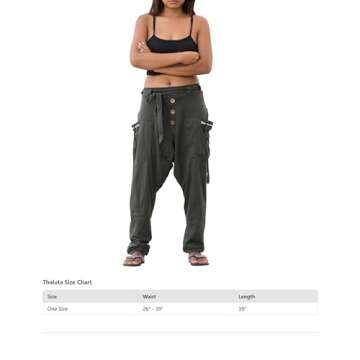Thaluta Women's Harem Loose Yoga Travel Lounge Pants with Pockets Casual Boho Grey